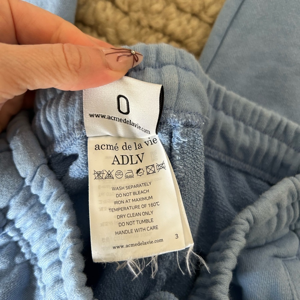 Acmé de la vie AV Color Embroidery Cotton Logo Pants in Light Indigo Blue Size 0 - Picture 6 of 7